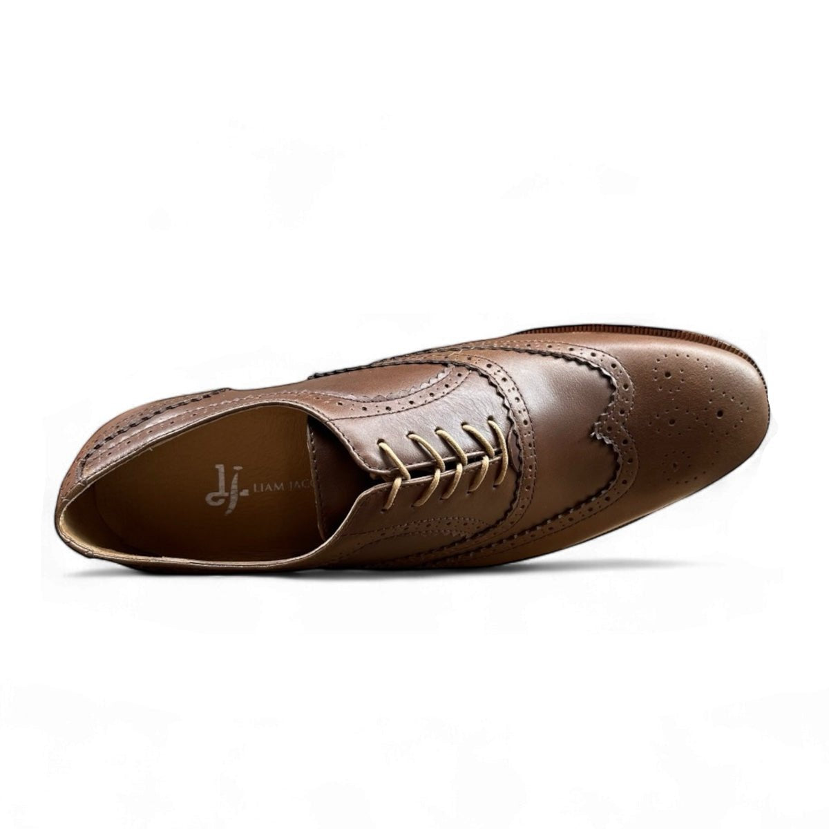 Men's Mustard Wingtip Oxford Leather Sole Dress Shoes