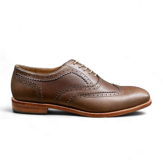Men's Mustard Wingtip Oxford Leather Sole Dress Shoes