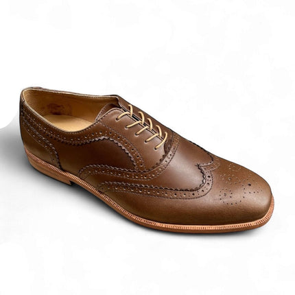 Men's Mustard Wingtip Oxford Leather Sole Dress Shoes